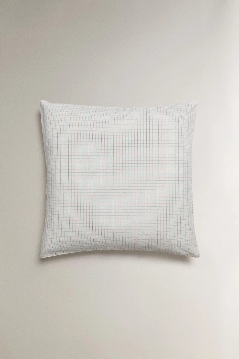 KIDS' CHECK COTTON PILLOWCASE