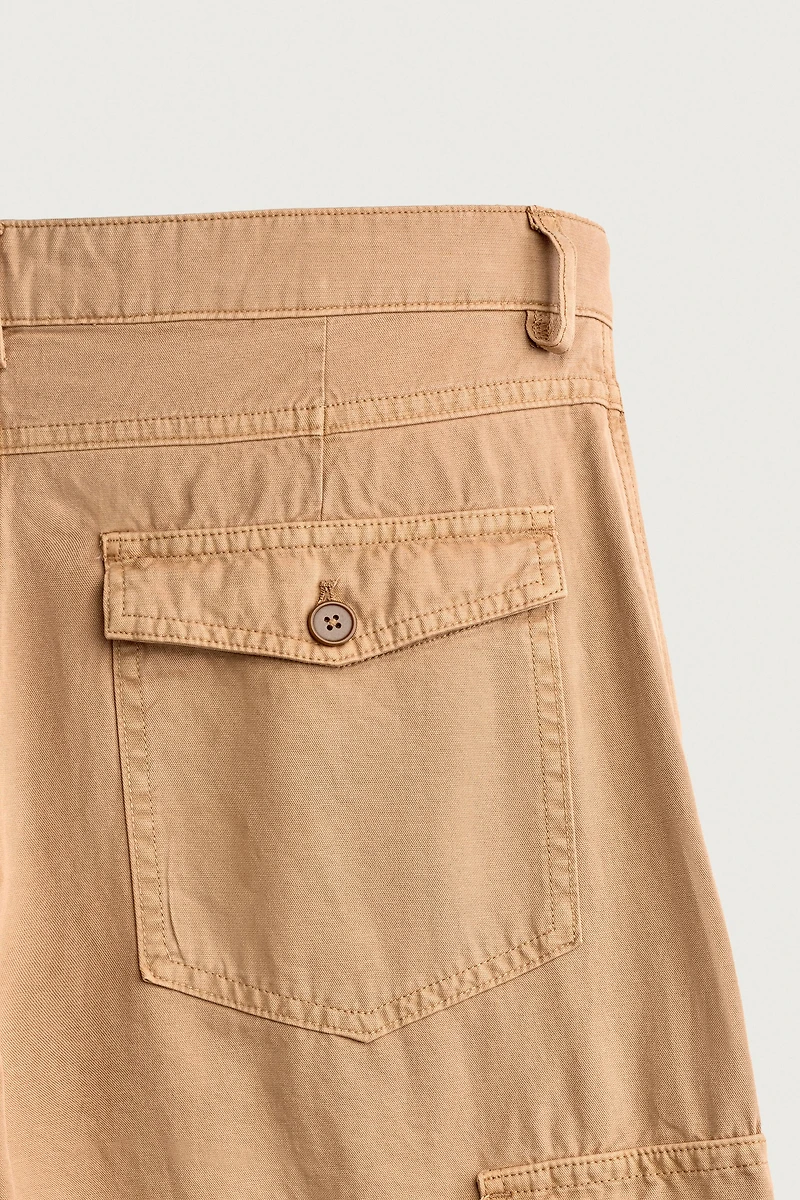 WASHED RELAXED FIT CARGO PANTS