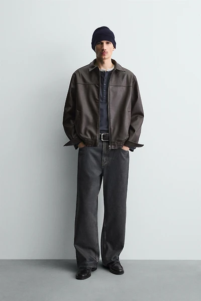 BLOUSON BOMBER MATIÈRE SYNTHÉTIQUE