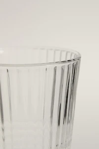 GLASS TUMBLER WITH RAISED GEOMETRIC DESIGN