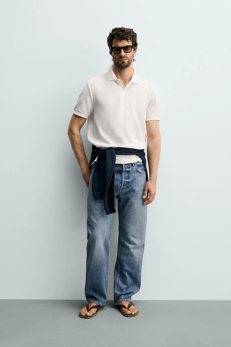 POLO REGULAR FIT EN JACQUARD À RAYURES