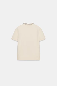 WOOL JACKET WITH JEWEL NECKLINE