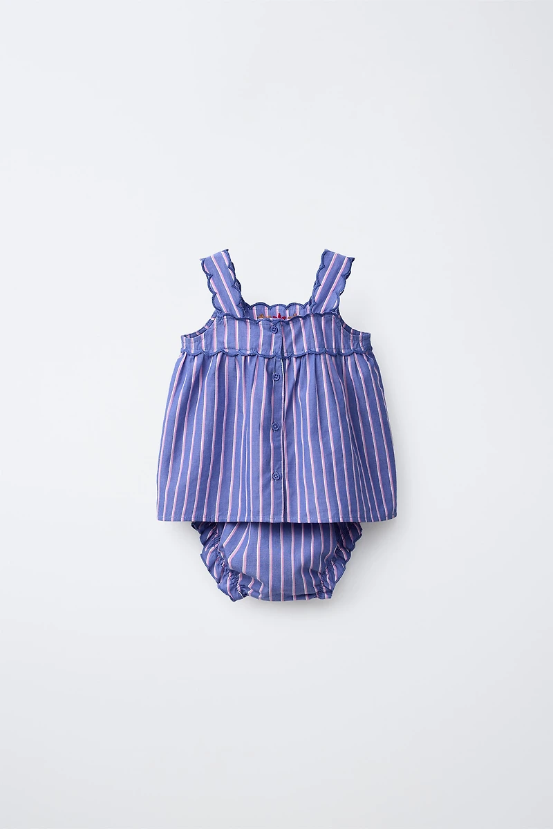 STRIPED AND EMBROIDERED BLOUSE BOTTOMS SET SISSEL EDELBO X ZARA KIDS
