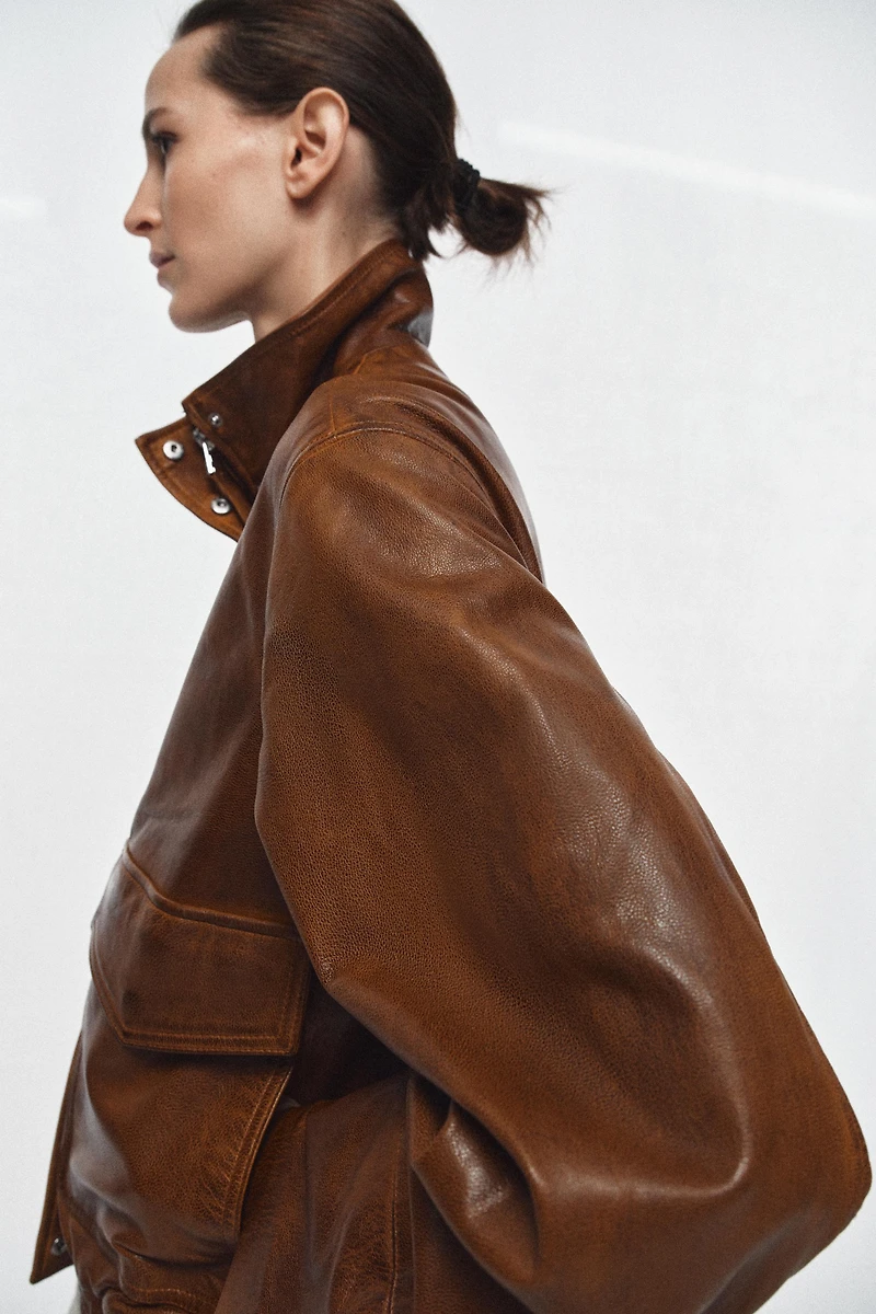 100% LEATHER BOMBER JACKET ZW COLLECTION LIMITED EDITION
