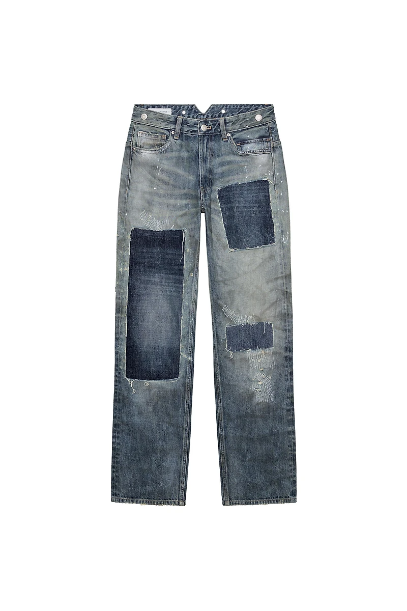 TRF LOW-RISE RIPPED PATCH JEANS