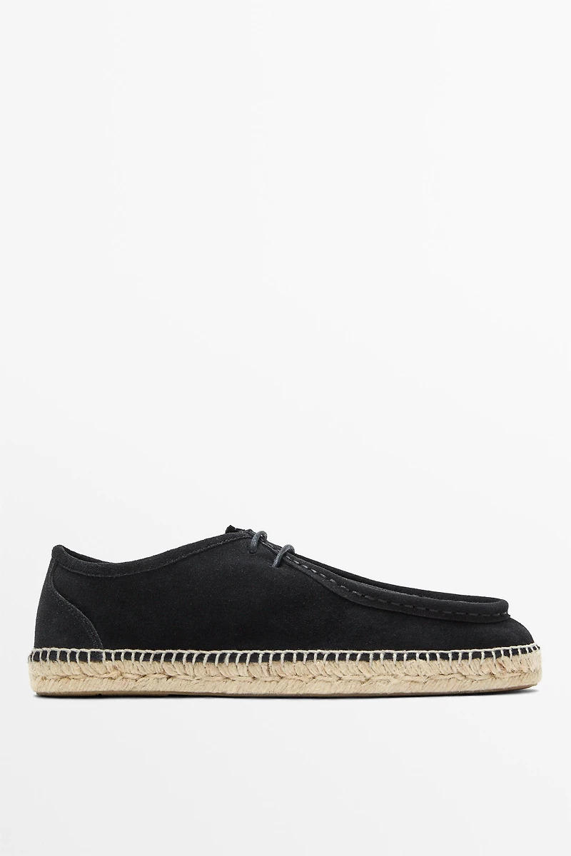 Chaussure jute ganse croûte de cuir