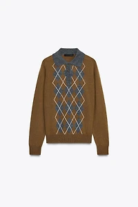 PULL POLO EN MAILLE LOSANGES
