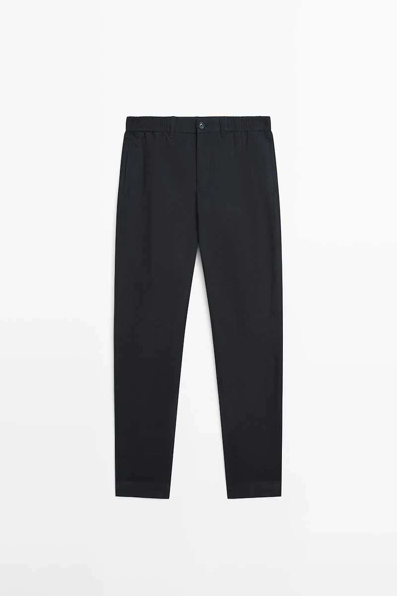Cotton blend jogger fit trousers
