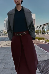 BELTED MIDI A-LINE SKIRT