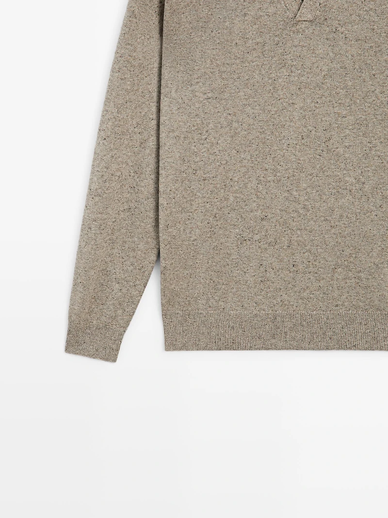 Pull en maille col polo de coton mélangé
