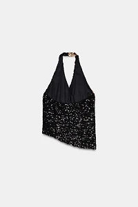 COMBINED SEQUIN HALTER TOP