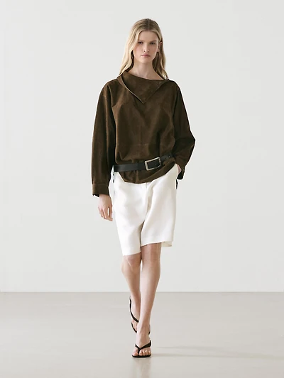 Long linen Bermuda shorts