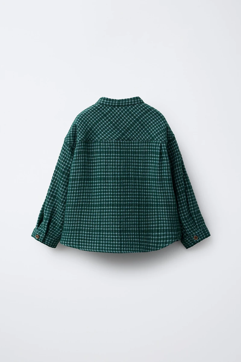 PLAID MANDARIN COLLAR SHIRT