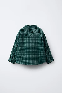 PLAID MANDARIN COLLAR SHIRT