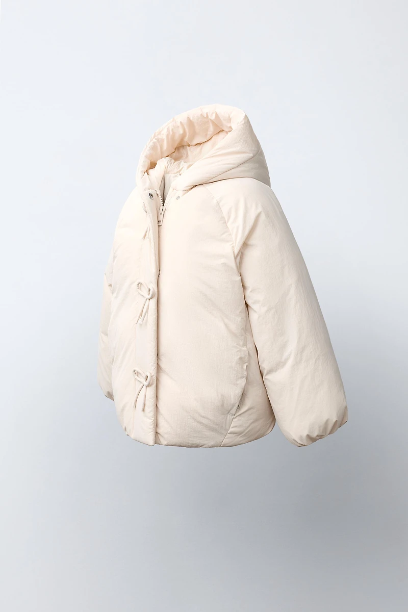 WATER REPELLENT BOW PUFFER COAT