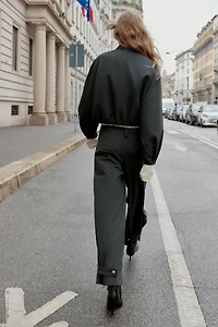 ADJUSTABLE HEM PINSTRIPE PANTS