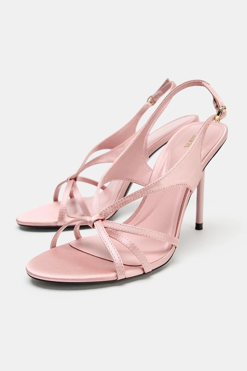 SATIN EFFECT HEELED SANDALS