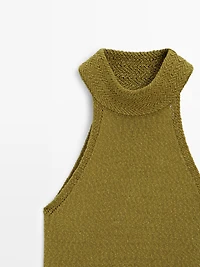 Textured knit halterneck top