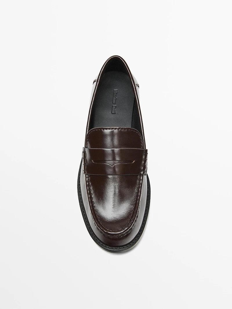 Leather loafers with glossy finish