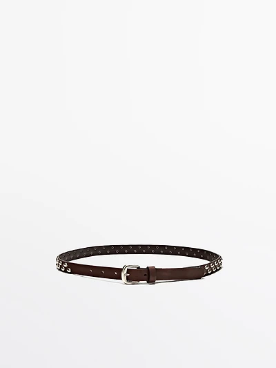 Nappa leather belt with stud details
