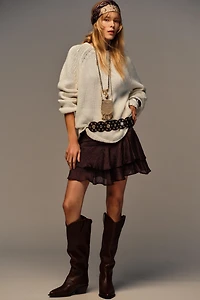 BELTED RUFFLE SKORT