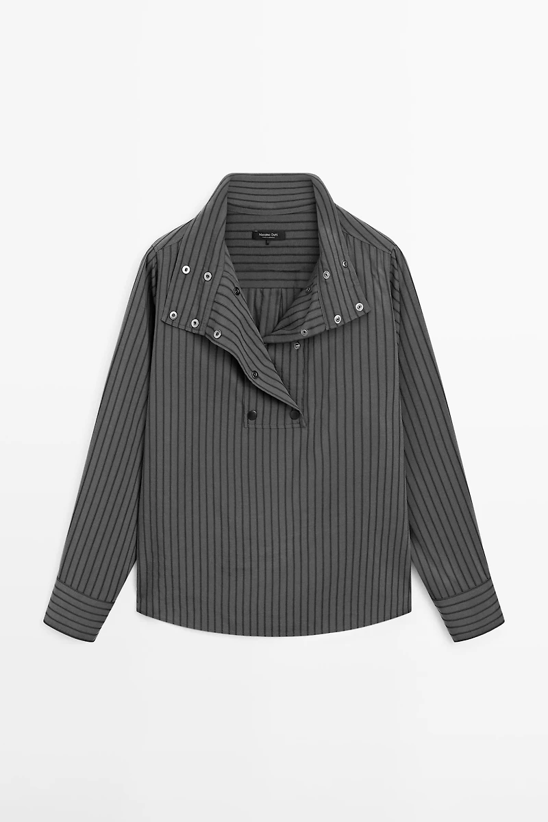 Striped flowing shirt with collar detail