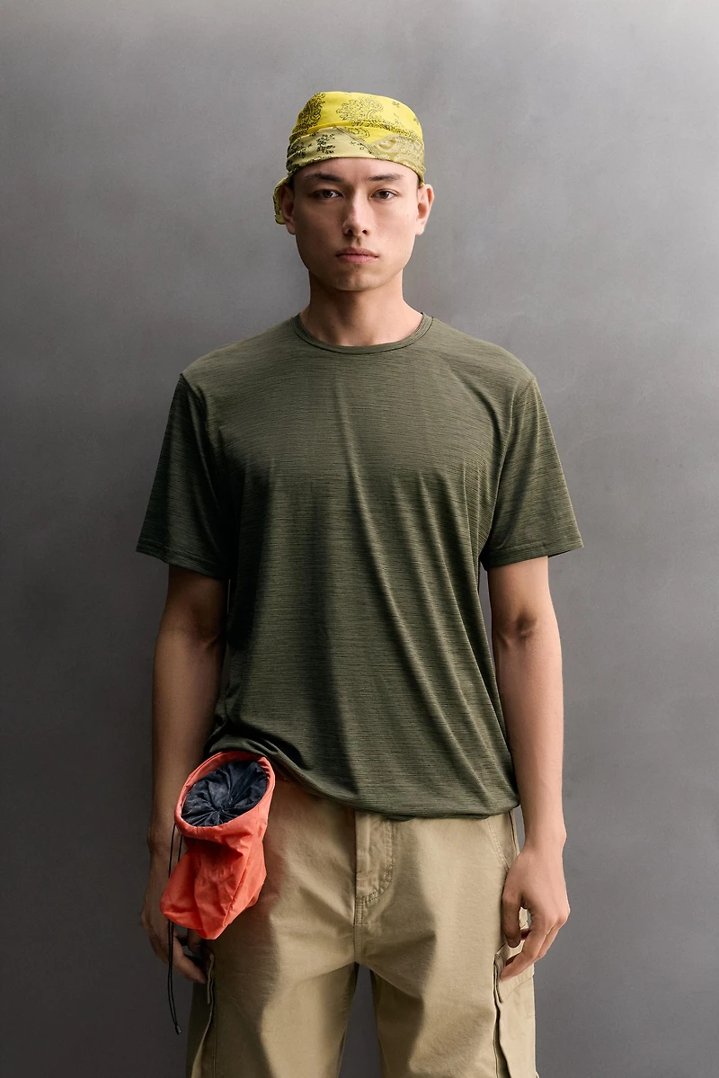 STRIPED TECHNICAL JACQUARD T-SHIRT