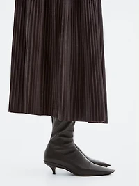 Long pleated nappa leather skirt - LIMITED