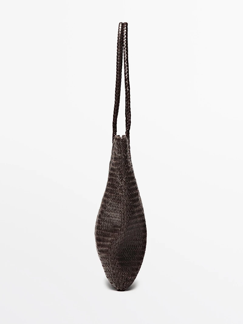 Medium braided nappa leather tote bag