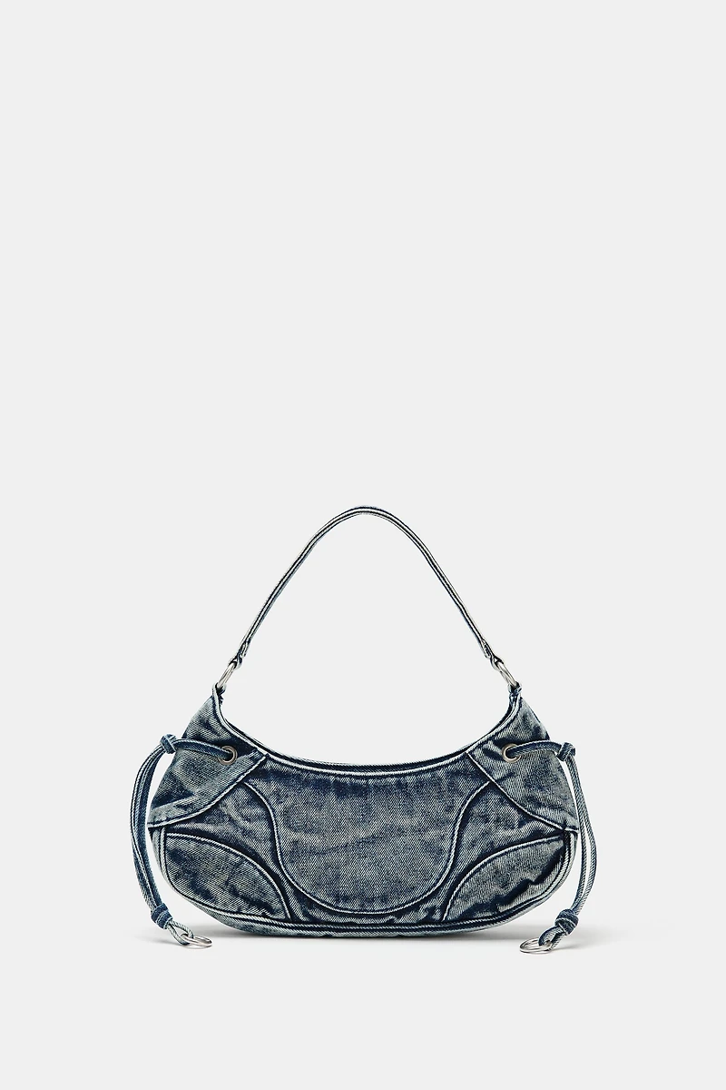 DENIM EFFECT SHOULDER BAG