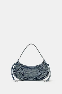 DENIM EFFECT SHOULDER BAG