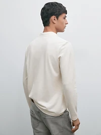 Long sleeve mercerised cotton piqué polo shirt