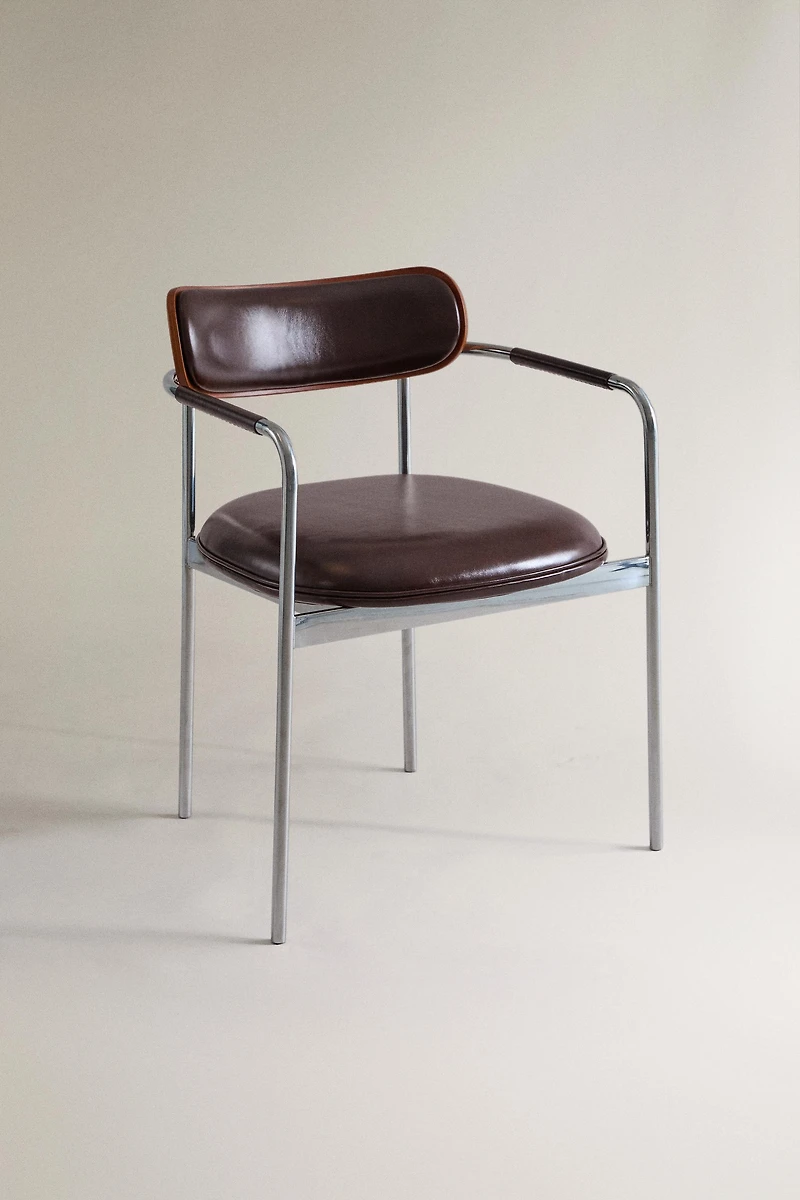LEATHER AND STAINLESS STEEL CHAIR