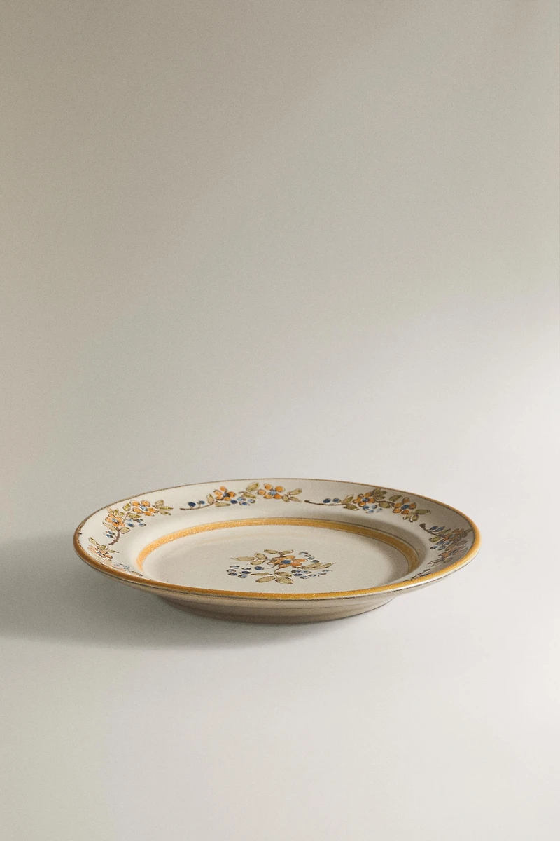 TERRACOTTA FLORAL DESSERT PLATE