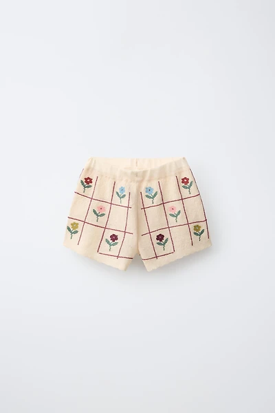 KNIT FLORAL SHORTS