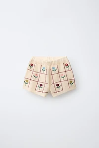 KNIT FLORAL SHORTS