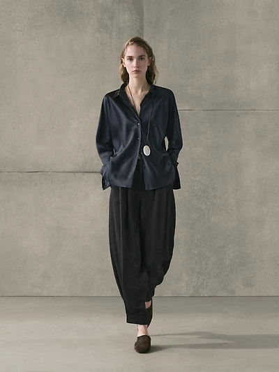 Flowing satin shirt