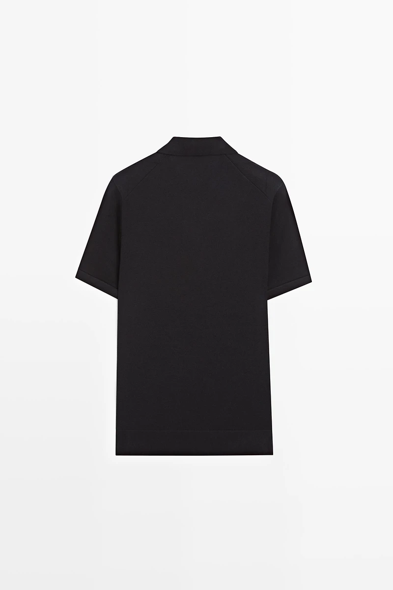 Polo en maille intarsia 100 % coton