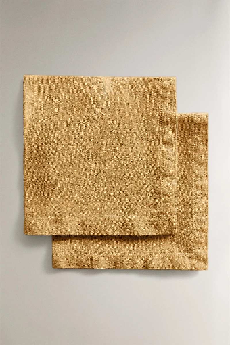 LOT DE SERVIETTES DE TABLE EN LIN DÉLAVÉ (LOT DE 2)