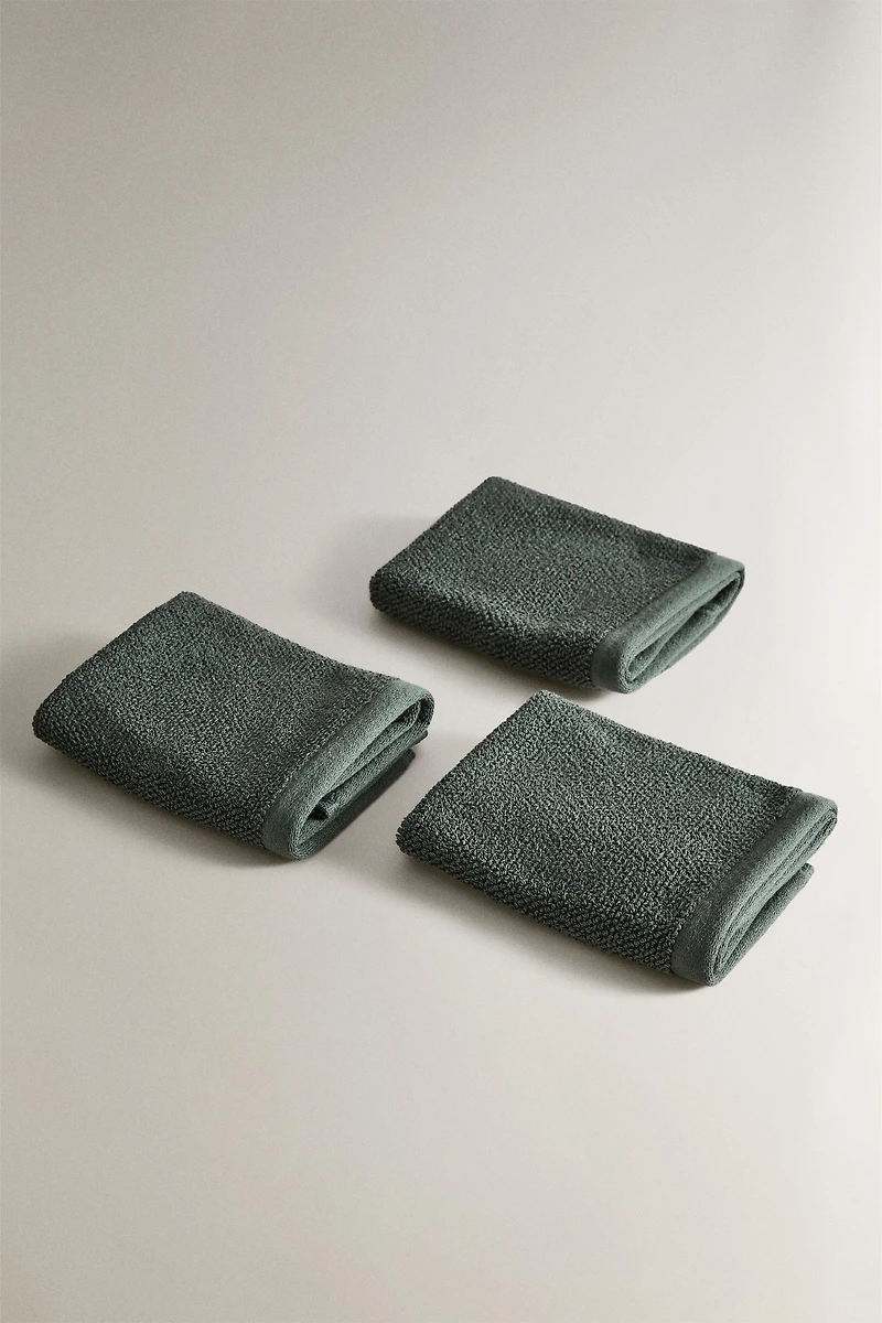 SET OF RICE STITCH COTTON HAND TOWELS (SET OF 3)