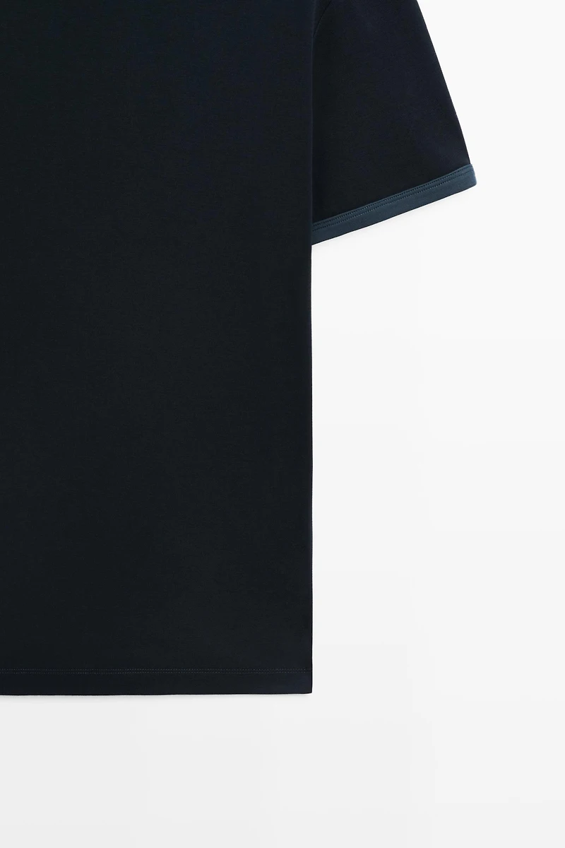 T-shirt 100 % coton col contrastant