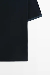 T-shirt 100 % coton col contrastant