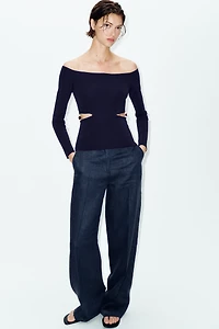 BEADED CUT OUT KNIT TOP