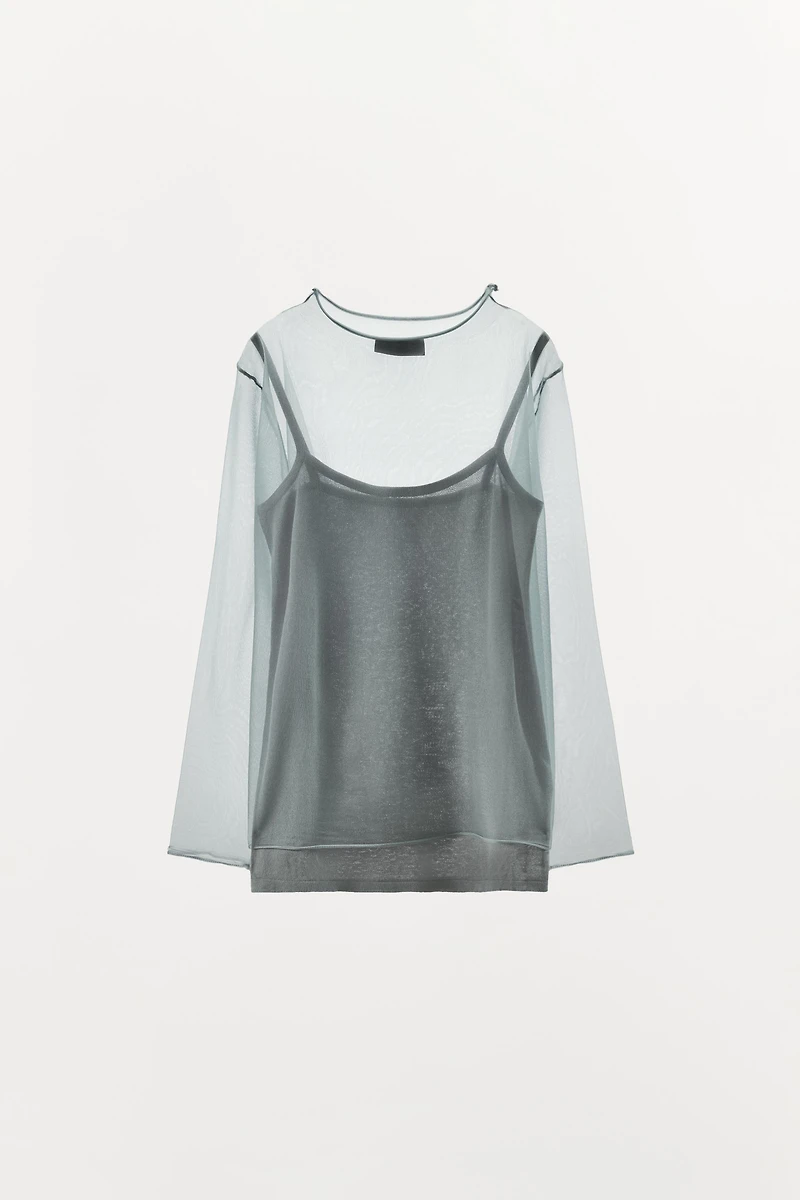 SEMI-SHEER KNIT TOP