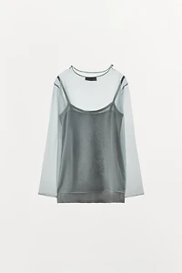 SEMI-SHEER KNIT TOP