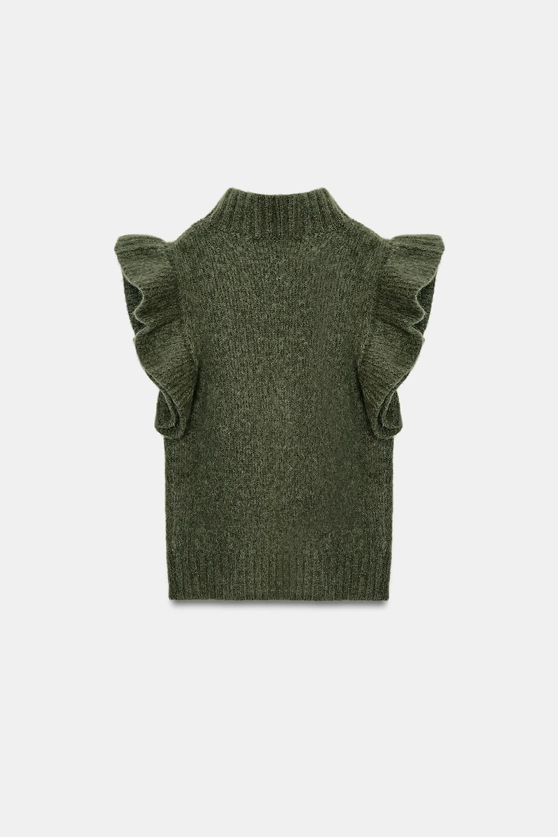 WOOL VEST WITH RUFFLES