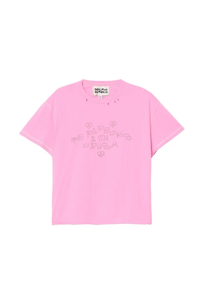 CRUSH WASHED TEXT REVERSED EFFECT T-SHIRT