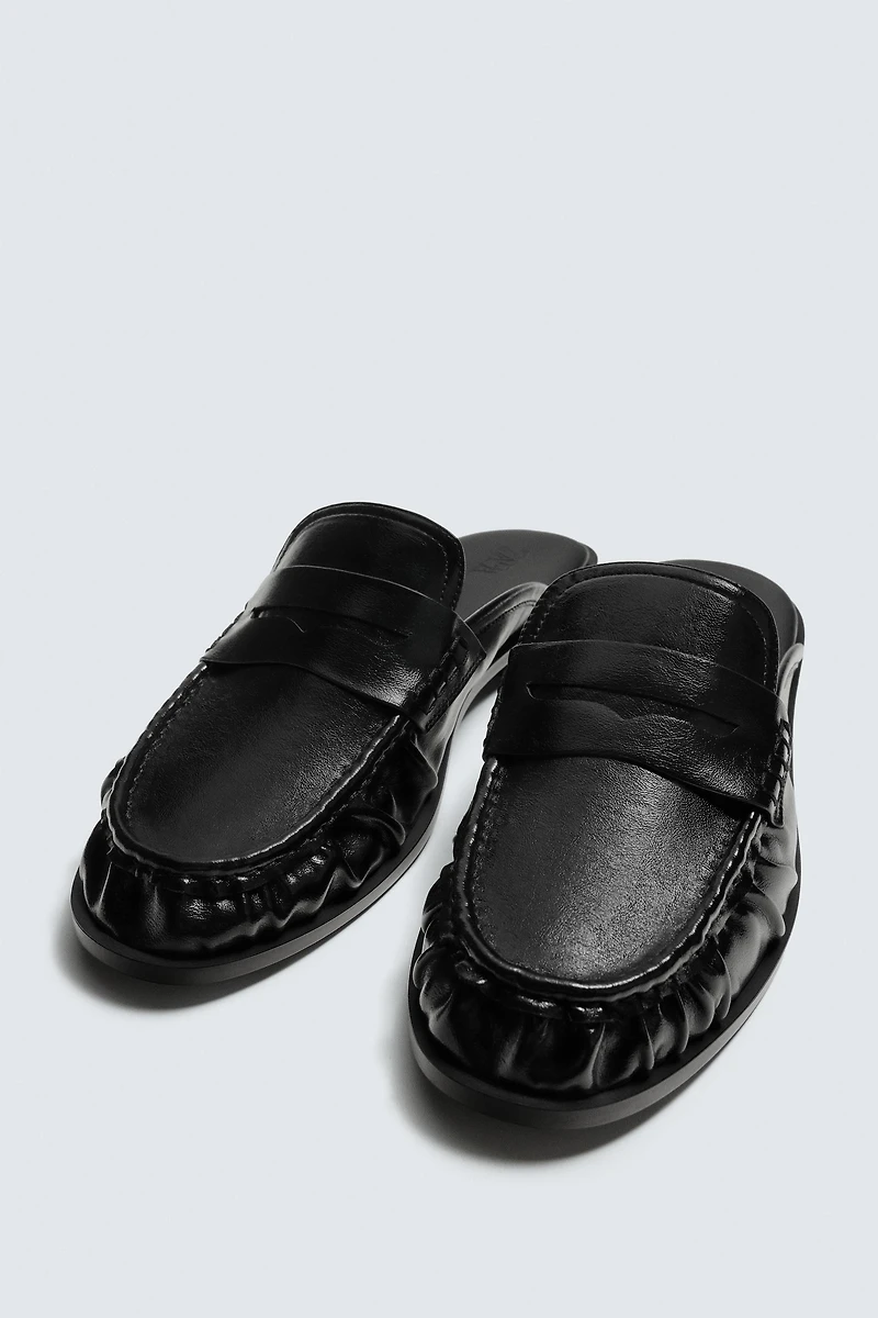 GATHERED OPEN-BACK LOAFERS