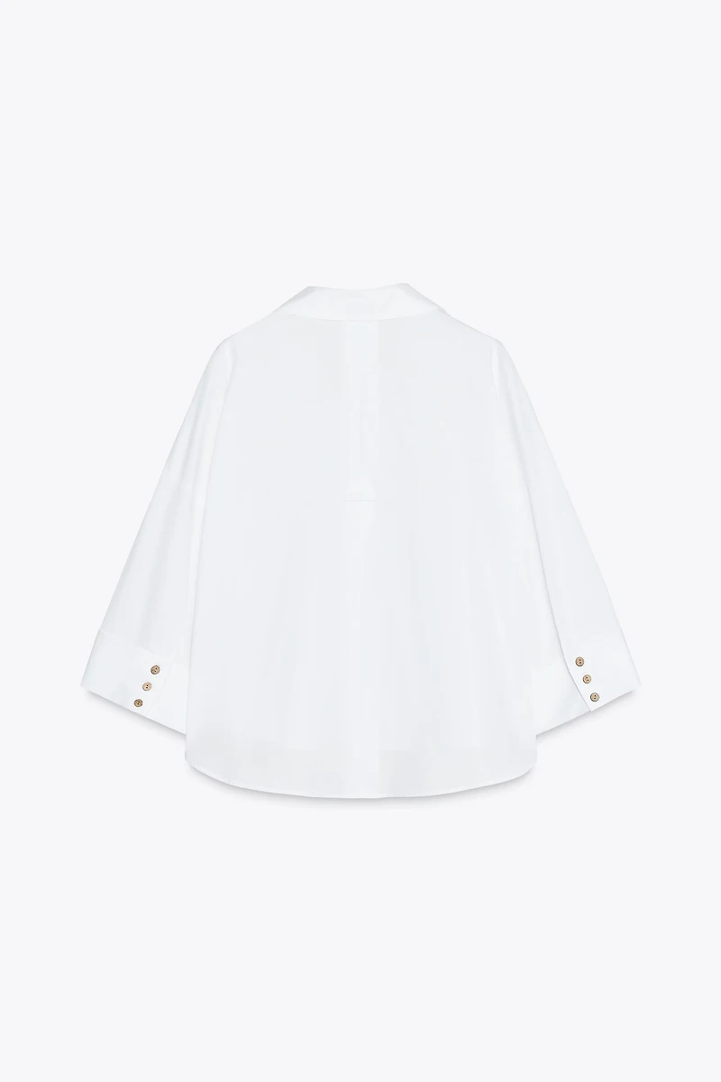 CHEMISE EN POPELINE RAYÉE À MANCHES AMPLES