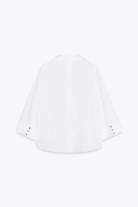 CHEMISE EN POPELINE RAYÉE À MANCHES AMPLES